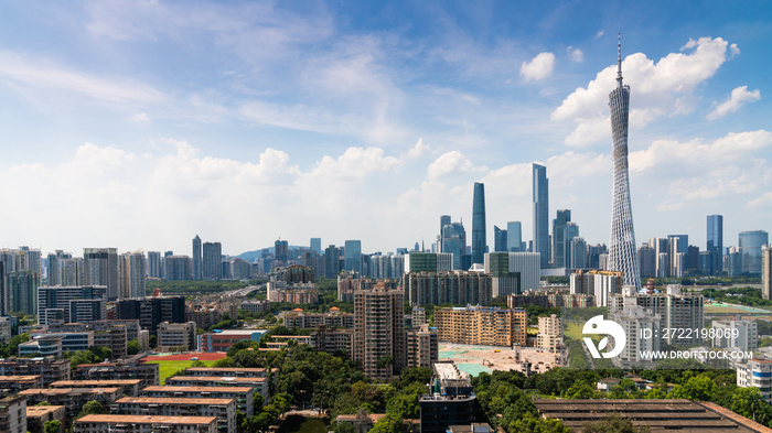 鸟瞰广州城市全景