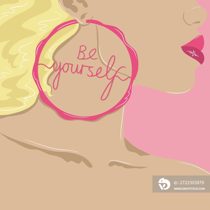 be yourself illustrated earring quote