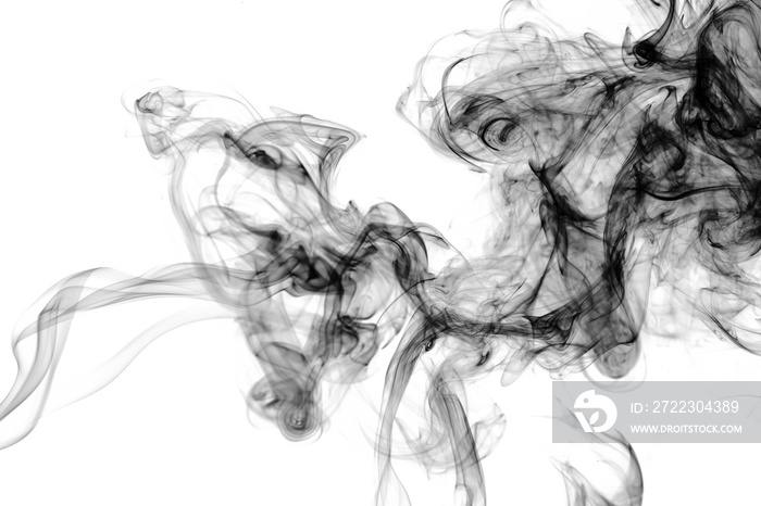 Black smoke abstract on white background, fire design