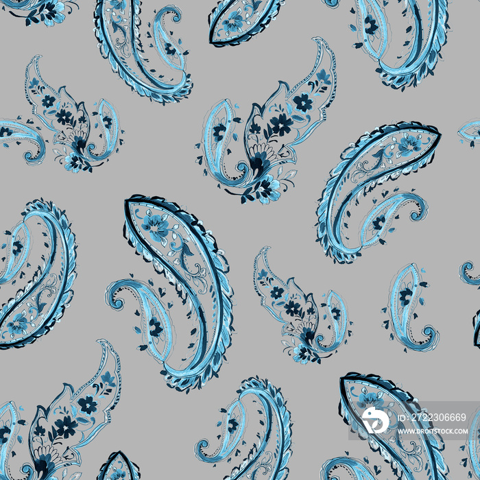 Seamless paisley pattern, ethnic print.