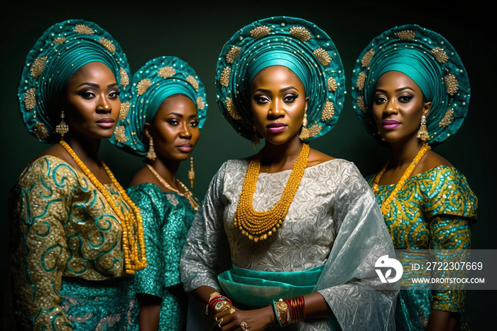 Generative AI. women in traditional Nigerian attire