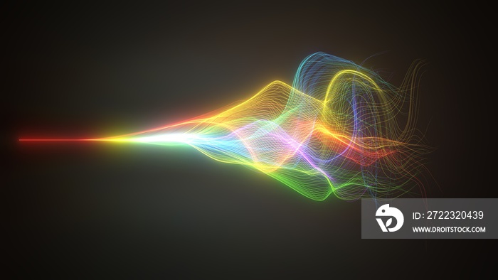 wave motion with glowing energy trails. 3d illustration