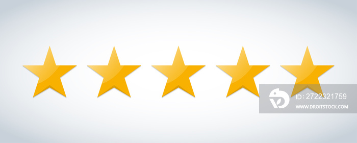 Five stars customer product rating review flat icon for apps and websites