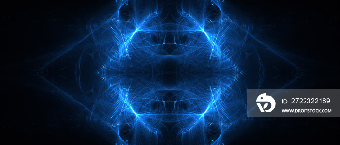 blue circular wave glow. kaleidoscope lighting effect.