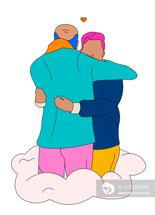 Bald lolo/ grandpa hugging person on a cloud (1)