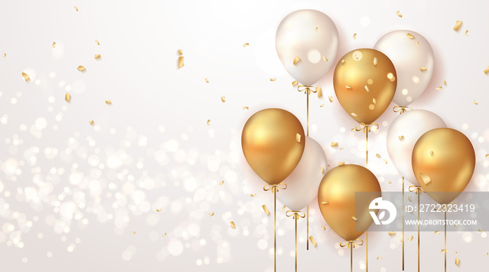 Elegant golden ballon Happy celebration card banner template