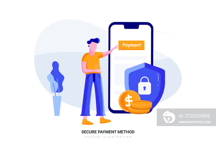 Secure payment method Vector Illustration concept. Flat illustration isolated on white background.