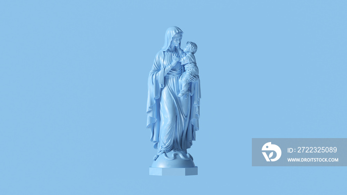 淡蓝色玛丽儿童雕像3d插图3d渲染图
