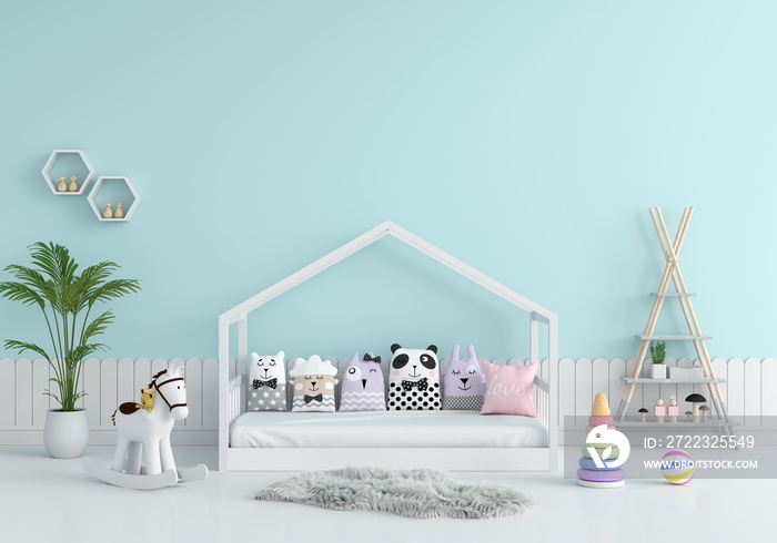 Child bedroom interior for mockup, 3D rendering