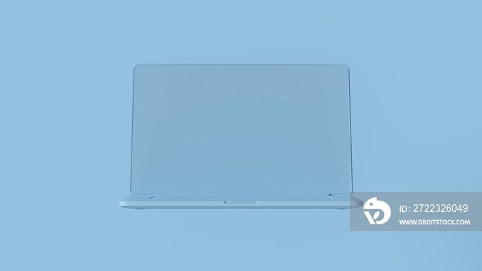 淡蓝色笔记本电脑三维插图