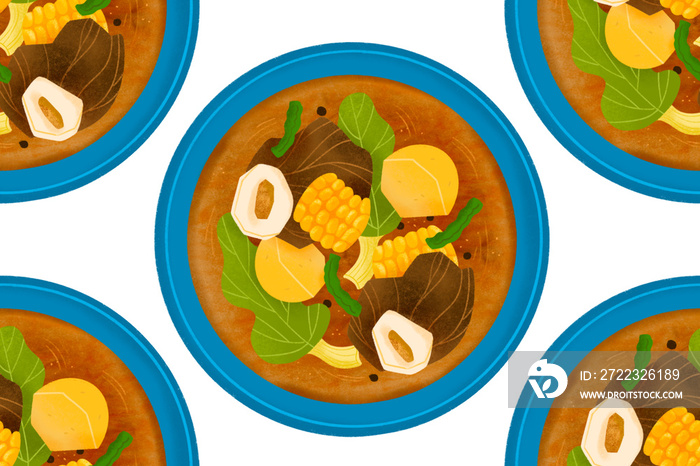 Filipino stew bulalo illustrated pattern