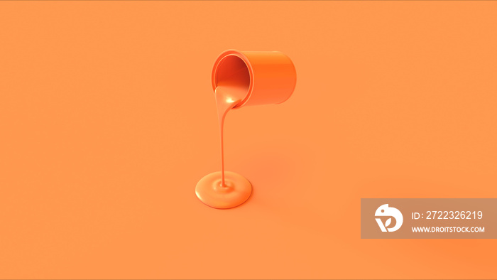 Orange Paint Tin Pouring 3d illustration 3d render
