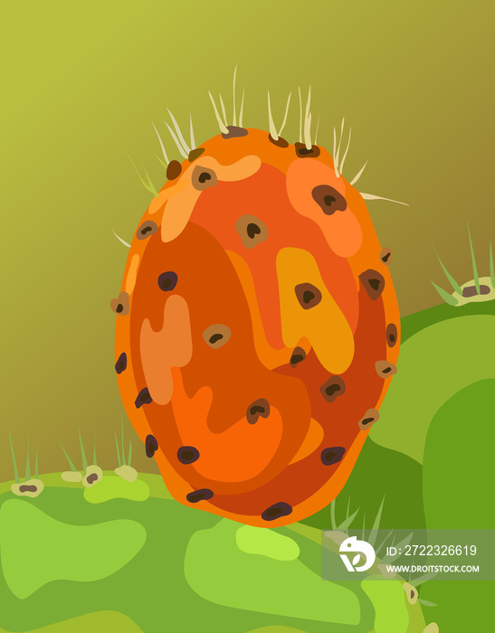 orange prickly pear fruit background illustration