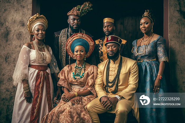 Generative AI. A group of Nigerian in a traditional attire