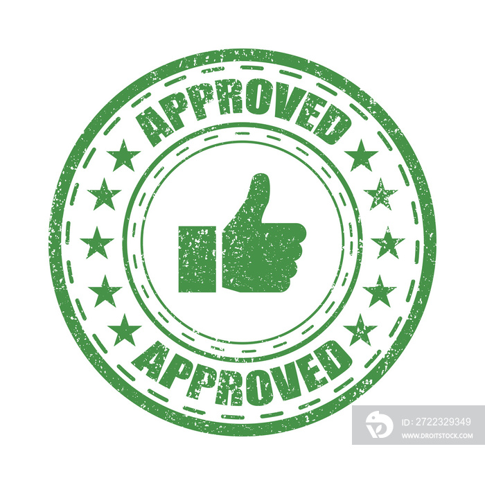 Approved rubber stamp vector illustration on white background. Approved vector stamp icon.