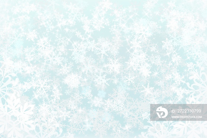 White snowflake falling on a blue background