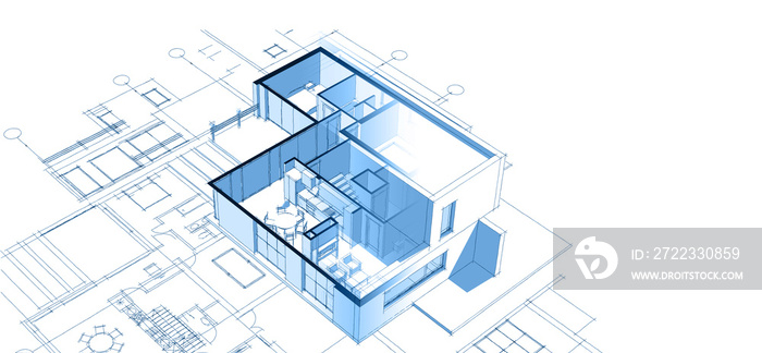 房屋建筑工程草图三维示意图