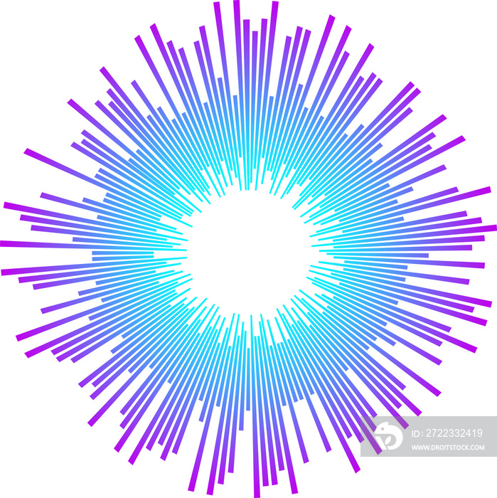 圆形音频波霓虹蓝色音乐抽象声音标志