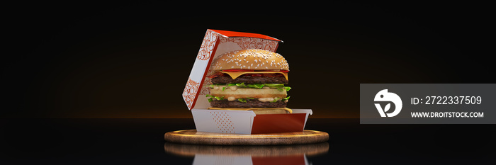 hamburger. 3d rendering