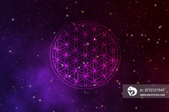 Abstact flower of life sacred sign in the universe