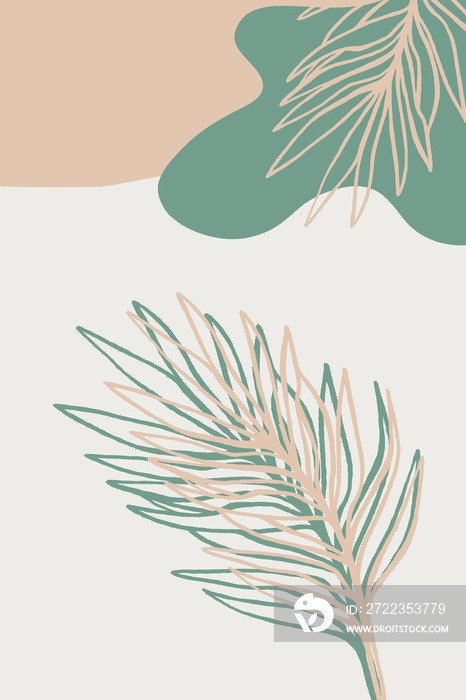 Printable minimalist poster. Modern botanical illustration. Abstract cover design. Interior design, 