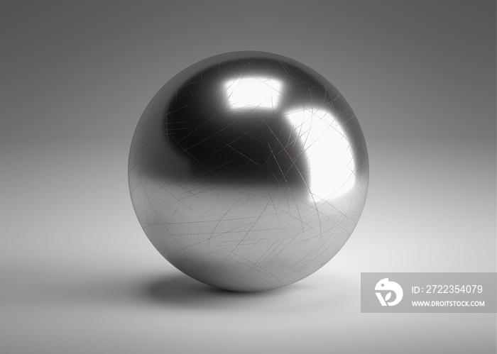 metal ball 3D model. chrom circle 3d render.  single bearing 3d image.