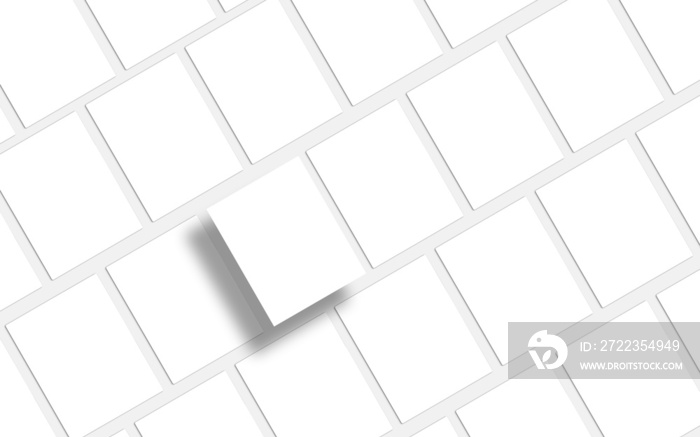 Group of  White Diagonal Rectangle mockups lying on neutral Light background (Flat lay) . Paper Blan