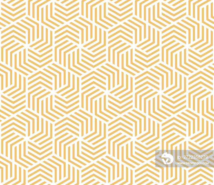 Illustration white and yellow hexagon pattern background that is seamless