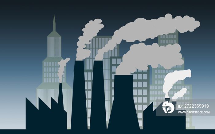 City and industry with air pollution