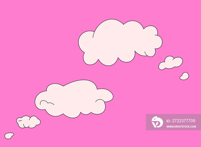 Set of two speech bubble clouds on a pink background