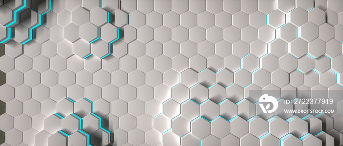 futuristic honeycomb background (3d rendering)