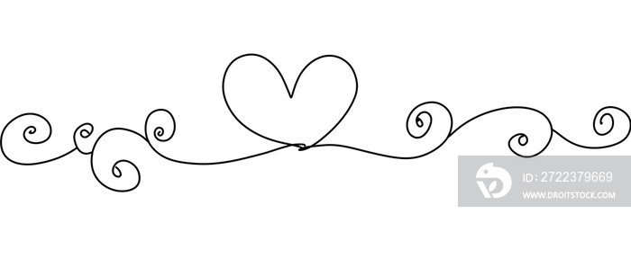 Heart. Abstract love symbol. Continuous line art drawing illustration. Valentines day background ban