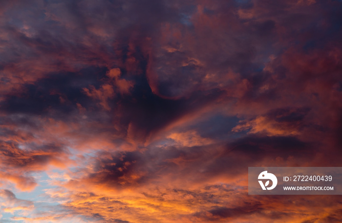 Fire red sunset and clouds