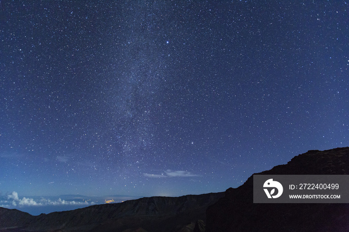 view of the stars and milky way galaxy from the summit of haleakala on the island of maui in hawaii in the pacific ocean taken from the summit of haleakaka