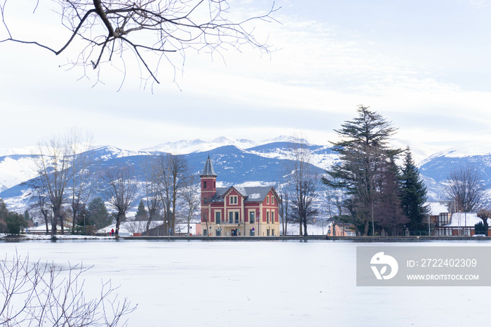 Joan Landscape of the frozen montseny lake one winter morning Moreno Barreiro