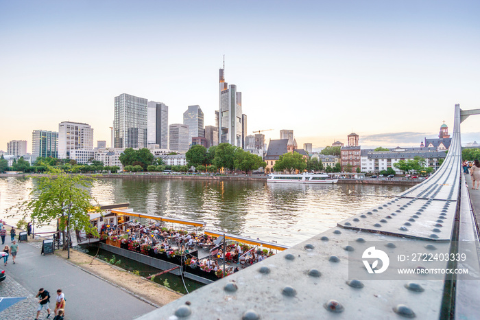 Downtown of Frankfurt am Main with skyscrapers and river, Germany