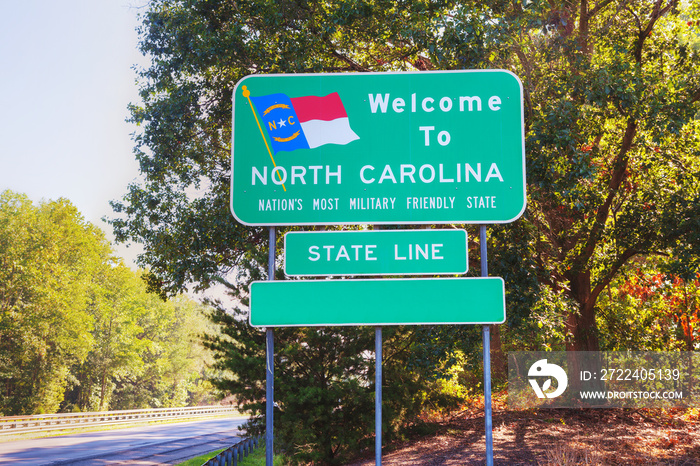 Welcome to North Carolina road sign