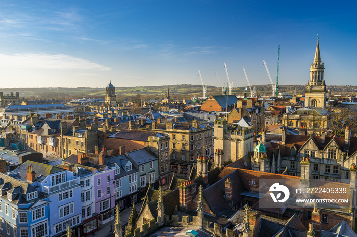 Cityscape of Oxford City. Oxfordshire, England, UK