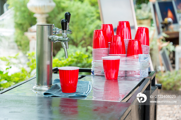 Red Plastic Drinking Cups. Plastic red solo drinking cups for beer pong or drinking game.