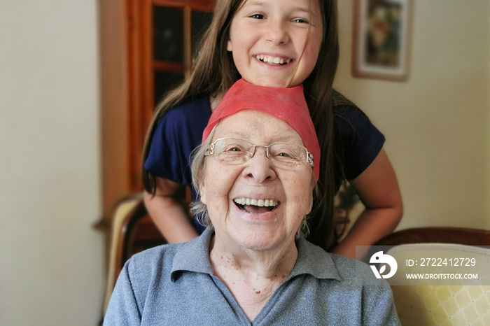 Crazy Senior Lady with Granddaughter