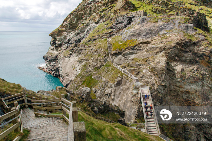 Tintagel Castle is a medieval fortification located on the peninsula of Tintagel, North Cornwall in the UK.