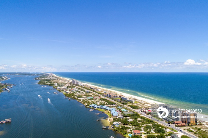 Aerial view of Perdido Key Beach in Pensacola, Florida