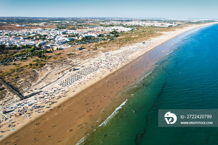 Aerial view of Manta Rota beach, which is part of a long sweep of fine sand