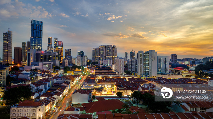 Evening view of China Town, Singapore