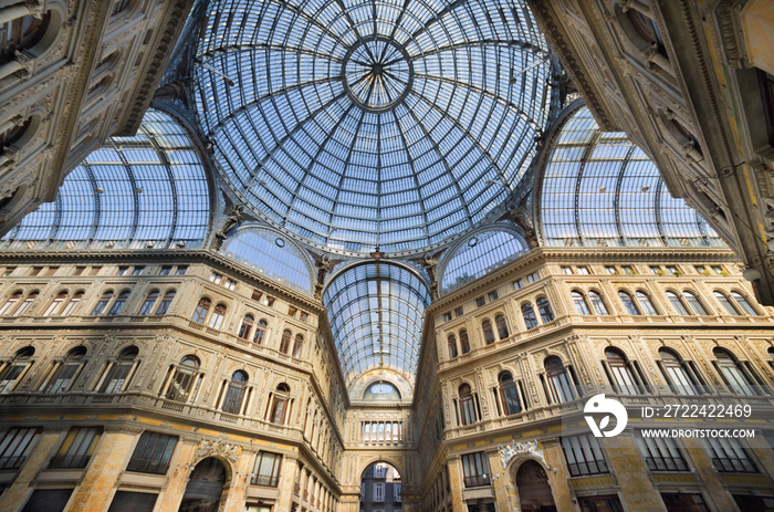 Naples, Italy, August 19, 2013: Shopping gallery Galleria Umberto in Naples, Italy. Naples historic city center is the largest in Europe, and is listed by UNESCO as a World Heritage Site.