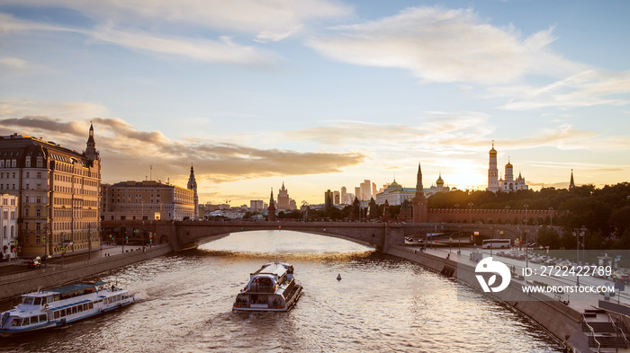 View on Moscow Kremlin, Russian Federation. Sunset