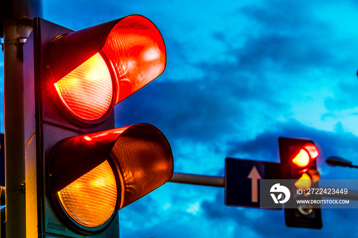 Traffic lights over urban intersection