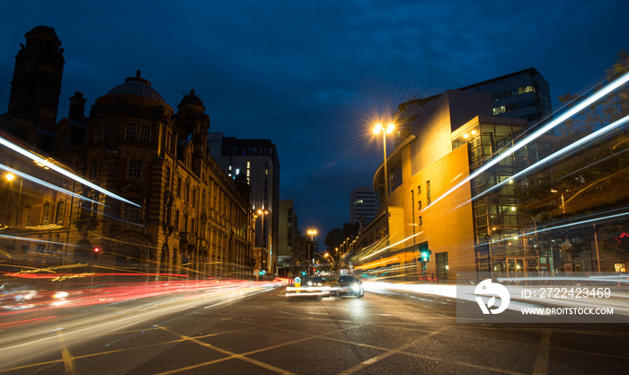 Cars in the streets of Manchester city