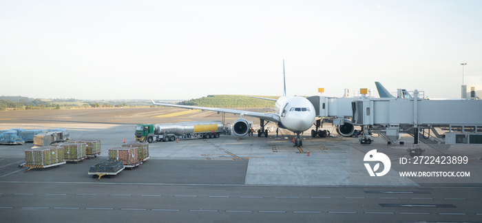 Jet aircraft docked at Viracopos Campinas international airport, São Paulo, Brazil