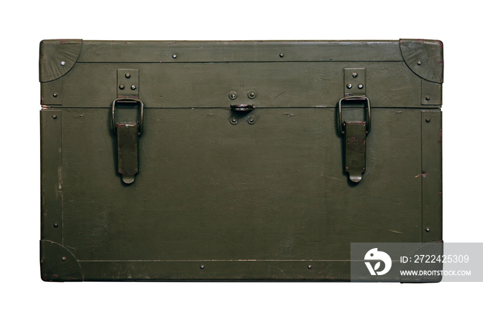 Vintage old military box green storage ammunition lock cloth scratches war dirty broken conflict homeland weapons men